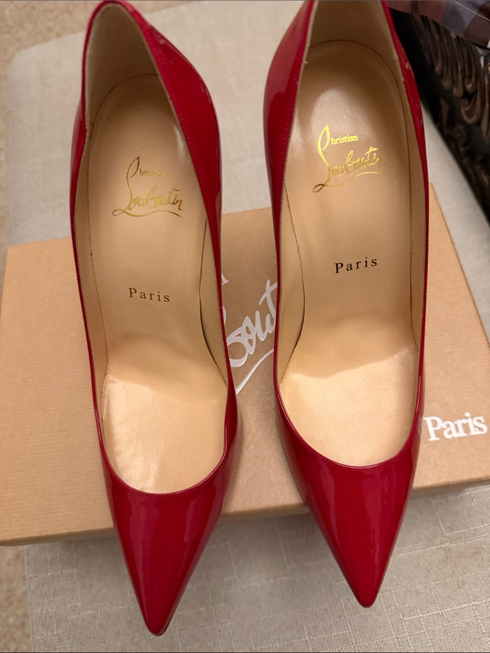 Christian Louboutin Red Patent Pointed Pumps - Classic Gloss